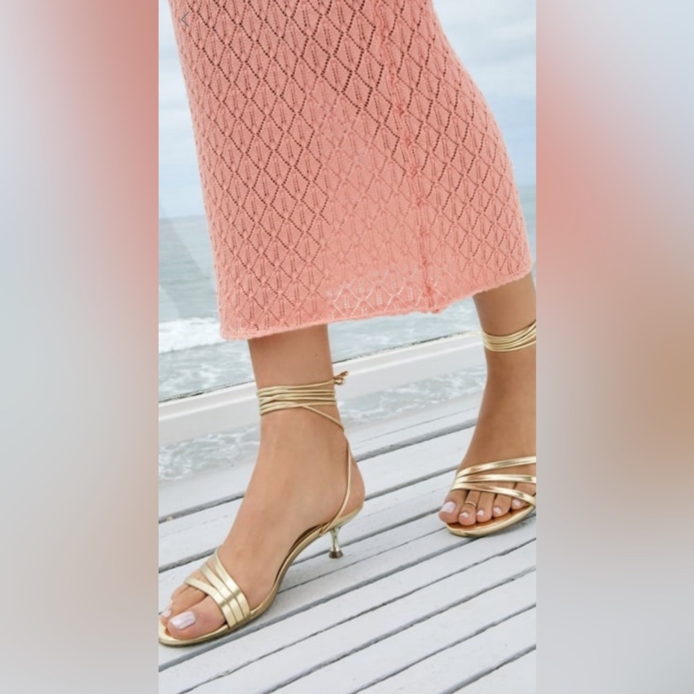 JustFab Lined Crochet Skirt Peach medium - Picture 2 of 11